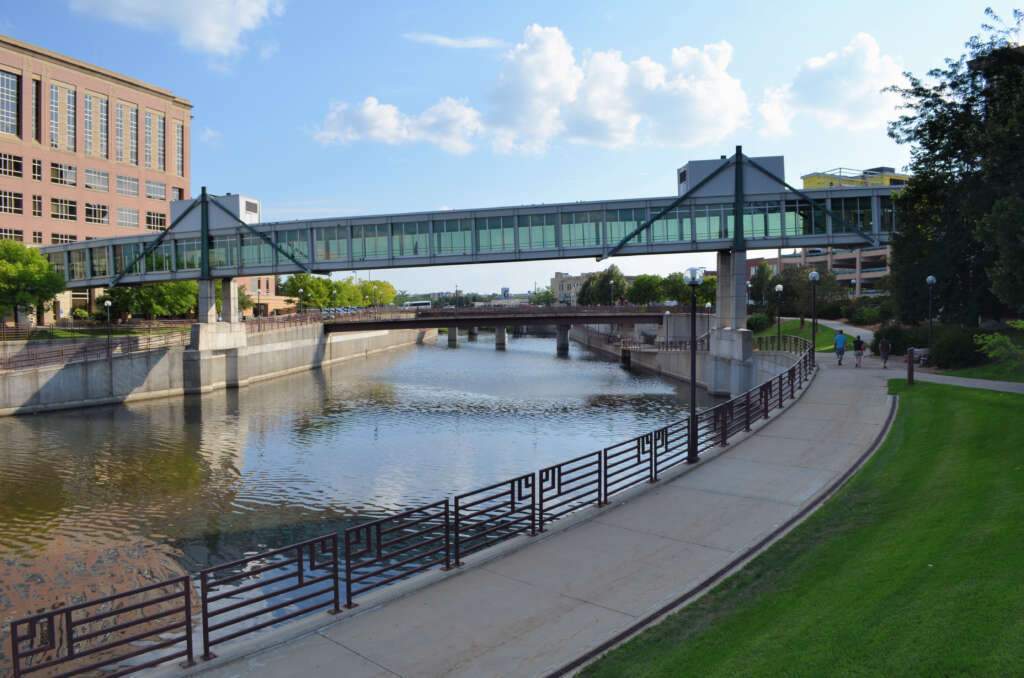 The beauty of Zumbro River includes the trees, lake and beautiful blue sky