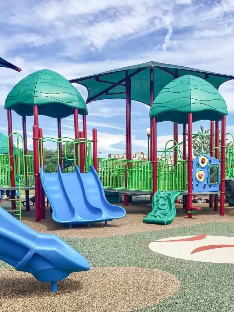 The slides under the blue sky of Chattanooga TennesseeZoo is looking beautiful