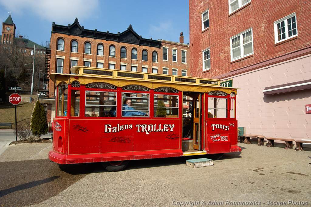 The Trolley trains of Galena Illinois, this is red in color