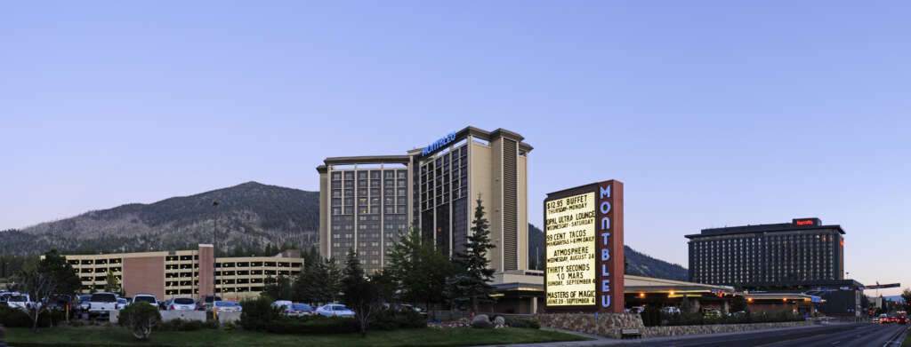 The Casino of South Lake Tahoe besides the mountains and center of city