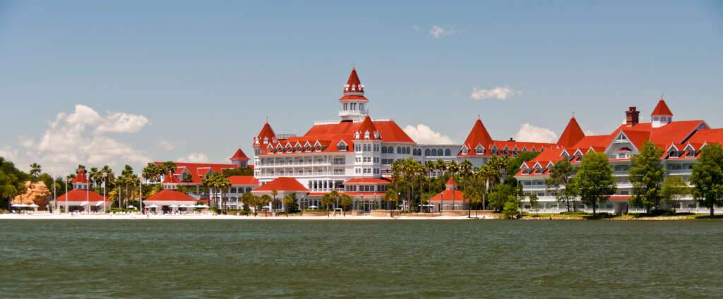 Disney Grand Floridain Resort consist in big area looking attractive with grass, trees and under the blue sky