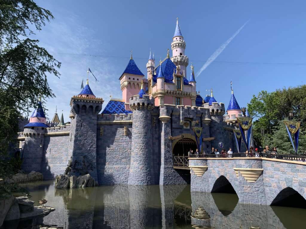 Tha Lake front view of Sleeping Castle of Anaheim is looking beautiful under the blue sky