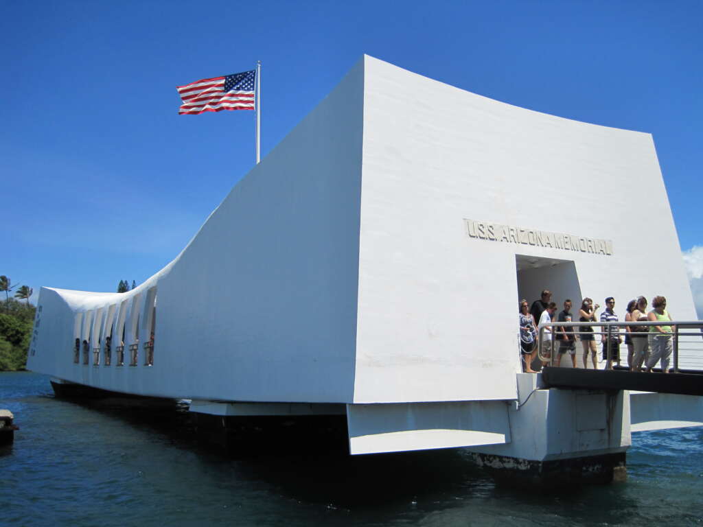 Pearl Harbor National Memorial consist of a beautiful big bulding over water