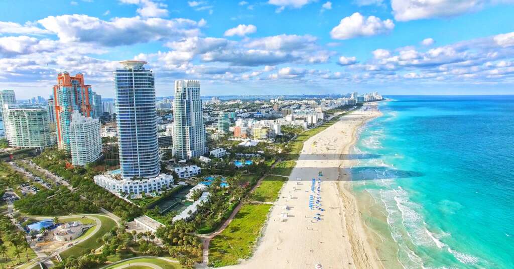 The bEautiful Drone View of the Florida City is looking beautiful under the blue sky with clouds looks attractive