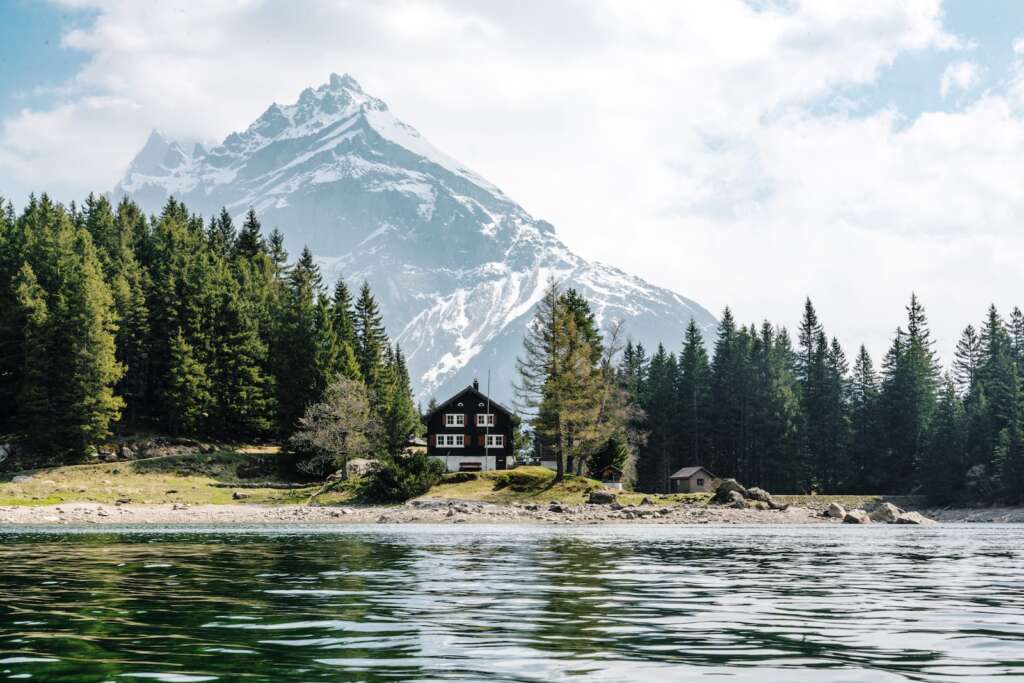 Best time to visit in switzerland. In the Display a black painted house in the middle of the trees and a lake is so beautiful.